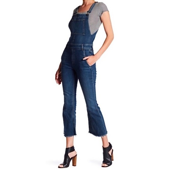rag & bone Pants - NWT Rag & Bone Denim Raw-Hem Cropped Flare Overalls in Paz XS